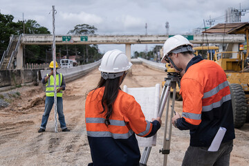 construction worker with helmet. Survey man  working on Site. construction worker on construction...