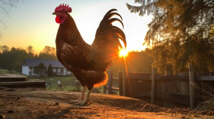 a rooster standing in a field