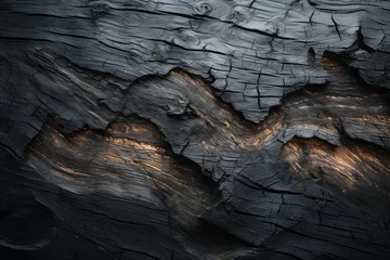 Papier Peint photo autocollant Texture du bois de chauffage Rough textured uneven surface of burnt timber. Background with copy space