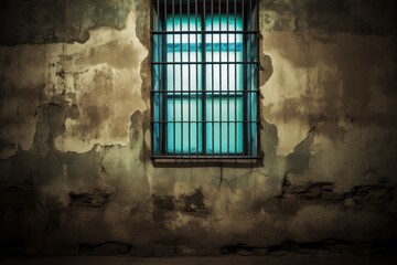 Window of an old prison. Background with selective focus and copy space