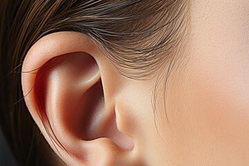 close up of ear macro view - obrazy, fototapety, plakaty
