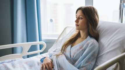 a pregnant woman in a hospital bed