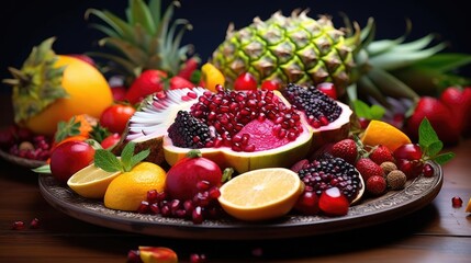 Exotic berries and fruits