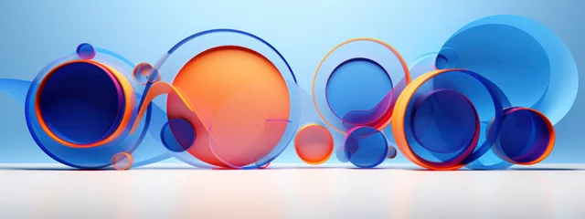 Fotobehang Vibrant blue and orange circles. © smth.design