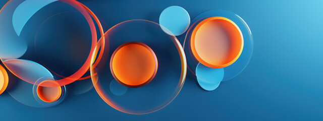 Vibrant blue and orange circles.