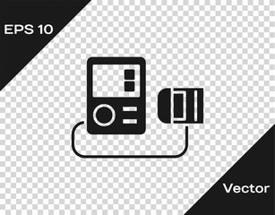 Black Blood pressure icon isolated on transparent background. Vector Illustration