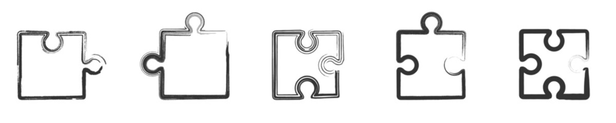 Hand drawn jigsaw icon. Vector illustration