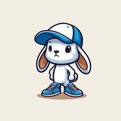 Obraz premium Cute vector mascot cartoon bunny logo