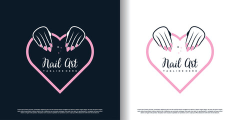 Nail logo design template with creative abstract style Premium Vector
