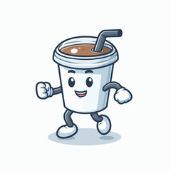 Coffee Cup Mascot Logo, Coffee Cup Character Logo, Tea Logo