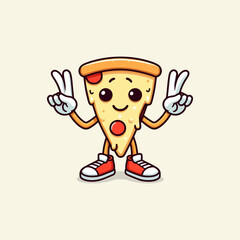 Fototapeta na wymiar Cute vector mascot cartoon pizza logo
