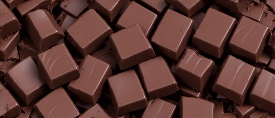 Fototapeta premium Bunch of chocolate cubes detailed texture background from Generative AI