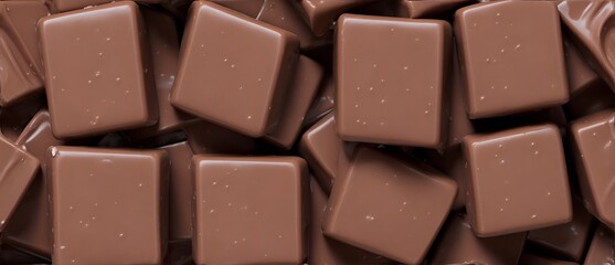 Bunch of creamy chocolate cubes detailed texture background from Generative AI