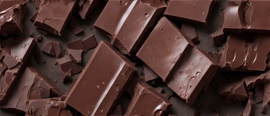 Bunch of dark chocolate detailed texture background from Generative AI - obrazy, fototapety, plakaty