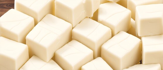 Bunch of white chocolate blocks detailed texture background from Generative AI
