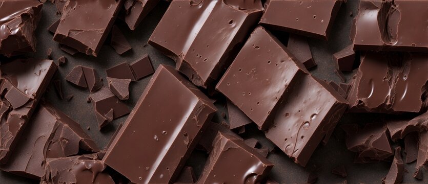 Bunch of dark chocolate detailed texture background from Generative AI