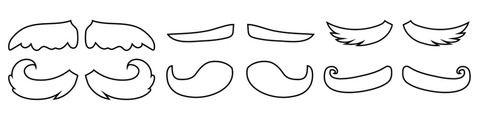 Mustache vector icon set. Barber illustration symbol collection.