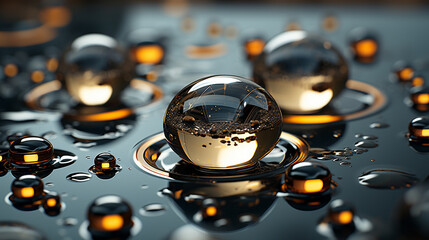drops of water on a glass HD 8K wallpaper Stock Photographic Image