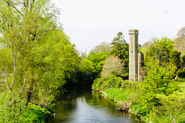 Six Mile Water as it passes the Italian Tower, Antrim Castle Grounds, Northern Ireland.
