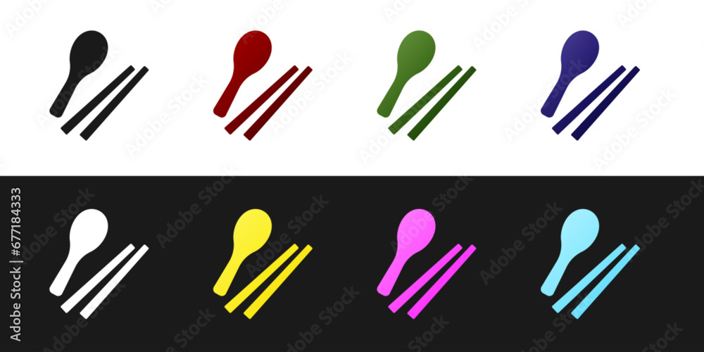 Canvas Prints Set Food chopsticks icon isolated on black and white background. Wooden Korean sticks for Asian dishes. Oriental utensils. Vector