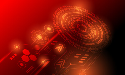 red circles circuit lines connection network high technology abstract background