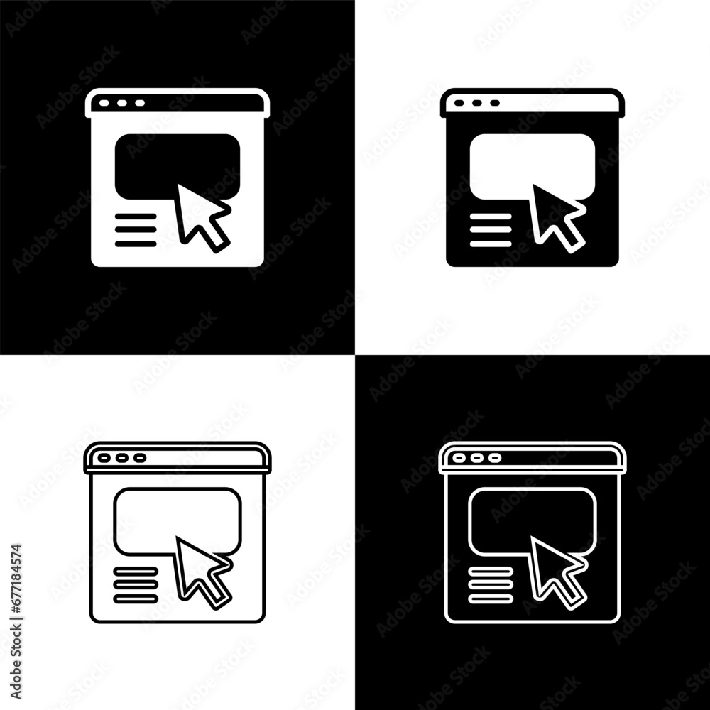 Poster set ui or ux design icon isolated on black and white background. vector