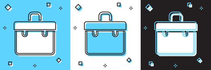 Set Briefcase icon isolated on blue and white, black background. Business case sign. Business portfolio. Vector