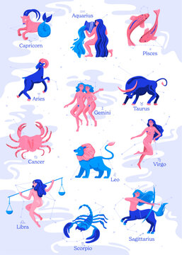 Zodiac Signs Poster Design - Light Background