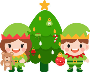 Elf clipart, Merry Christmas and happy new year