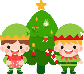 Obraz na płótnie Canvas Elf clipart, Merry Christmas and happy new year