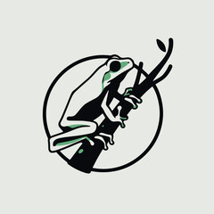 illustration of wild frog, vector of amphibians in nature, amphibian logos for commercial brands