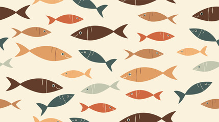 Captivating Group of Pastel Toned Fish Illustrations Perfect for Fishing-Related Designs, Seaside Patterns, and Playful and Modern Kids' Artwork