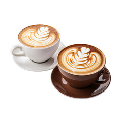 cappuccino coffee cup, isolated on transparent and white background