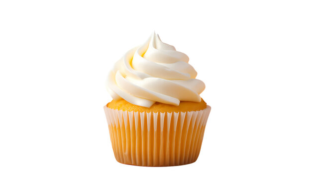 Cupcakes with cream on transparent background