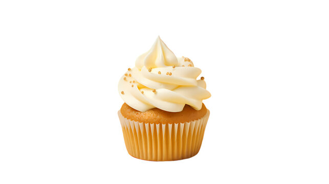 Cupcakes with cream on transparent background