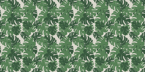 Tropical seamless pattern with exotic palm leaves. Vector illustration.