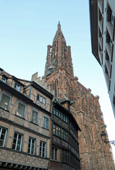Strasbourg cathedral with the characteristic of having only one bell tower instead of two due to lack of money