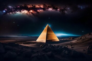 celestial tri dimentional pyramid portal from outer space , nebulas and starry sky