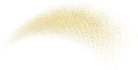 Splash of golden glitter, glittery stardust explosion, shimmering spray effect, festive holiday particles. Vector illustration.