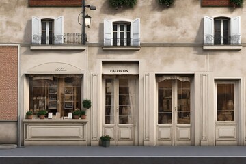 Fototapeta premium vintage wooden shop facades from europe , small village storefront vitrine