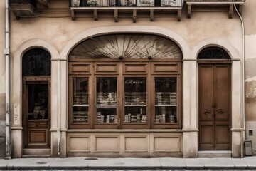 Fototapeta premium vintage wooden shop facades from europe , small village storefront vitrine