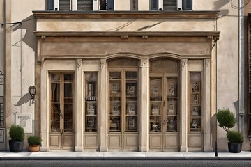 Fototapeta premium vintage wooden shop facades from europe , small village storefront vitrine