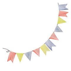Watercolor flag garland isolated on white