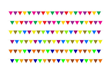 Set Bright Colorful Flag Bunting Isolated On Background. Celebration And Congratulations. Sport Soccer, Football Decoration. festa junina brazil. Vector