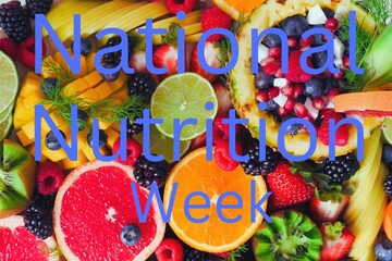 Obraz premium National nutrition day, natural nutrition week, project, national day, illustration food, juice, vegetables