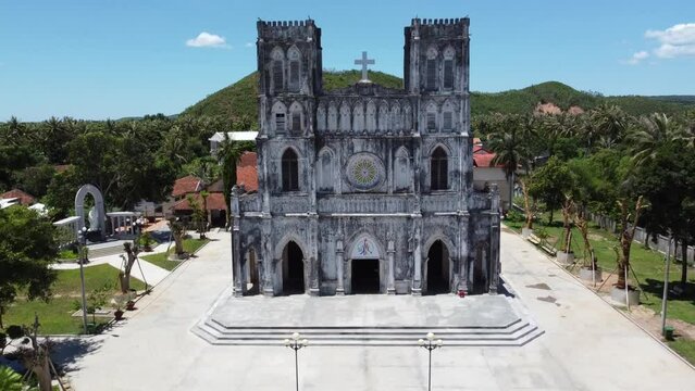 Cinematic drone arial video of cathedral