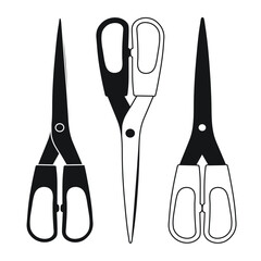 Sketch drawing of metal scissors silhouette