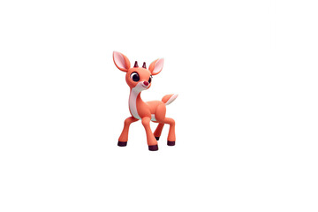 Rudolph, le petit renne au nez rouge du Père Noël, en personnage de dessin animé isolé, détouré,  sur fond transparent png - rendu 3d