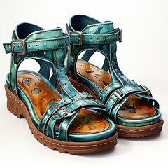 watercolor Sandals shoe clipart, Generative Ai