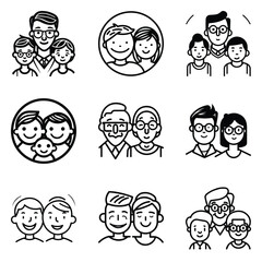 Peoples Flat Icon Set Isolated On White Background